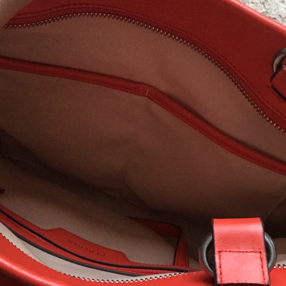 Perlina NWT Leather Laser Cut Orange Valerie Tote. - Picture 5 of 10